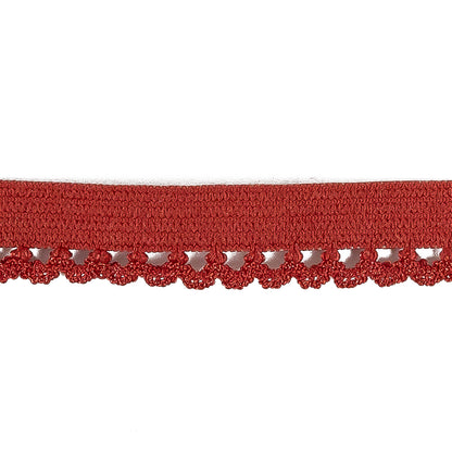 Candy Apple Red Scalloped Elastic Trim - 0.4" Detail