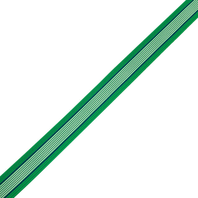 Frosty Green, White and Limoges Striped Elastic - 1"
