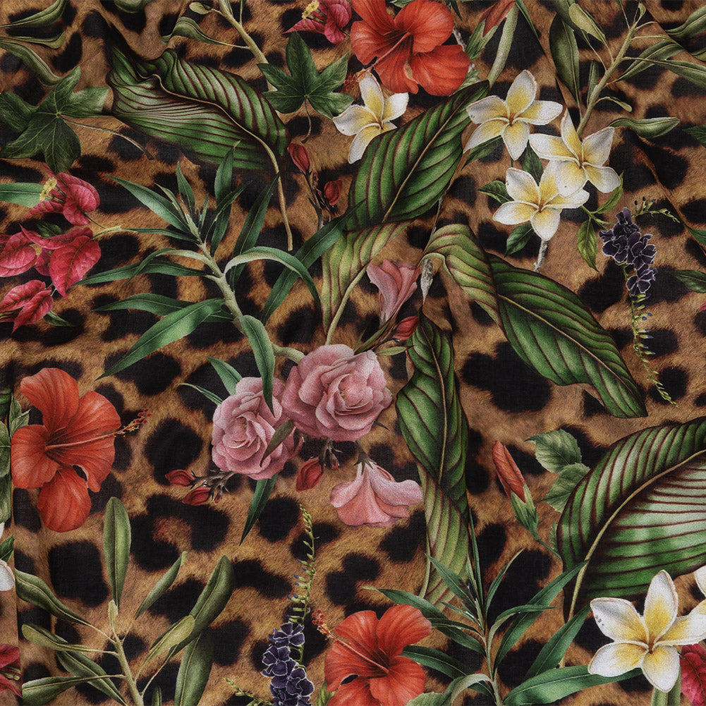 Mercerized Organic Egyptian Cotton Voile - Floral and Fauna - Toulouse Collection