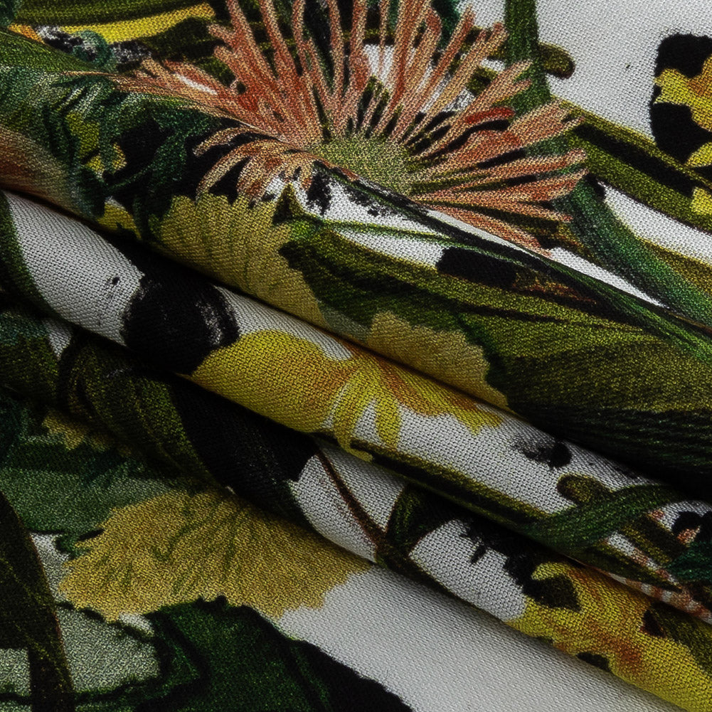 Organic Viscose Batiste - Spotted Iris and Chrysanthemums - Loreto Collection - Folded