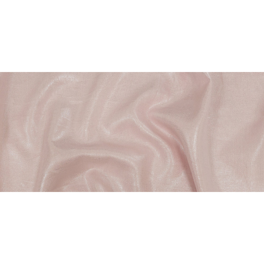 Medium Weight Linen Woven with Metallic Foiling - Light Pink and Silver - Bianca Collection Folded