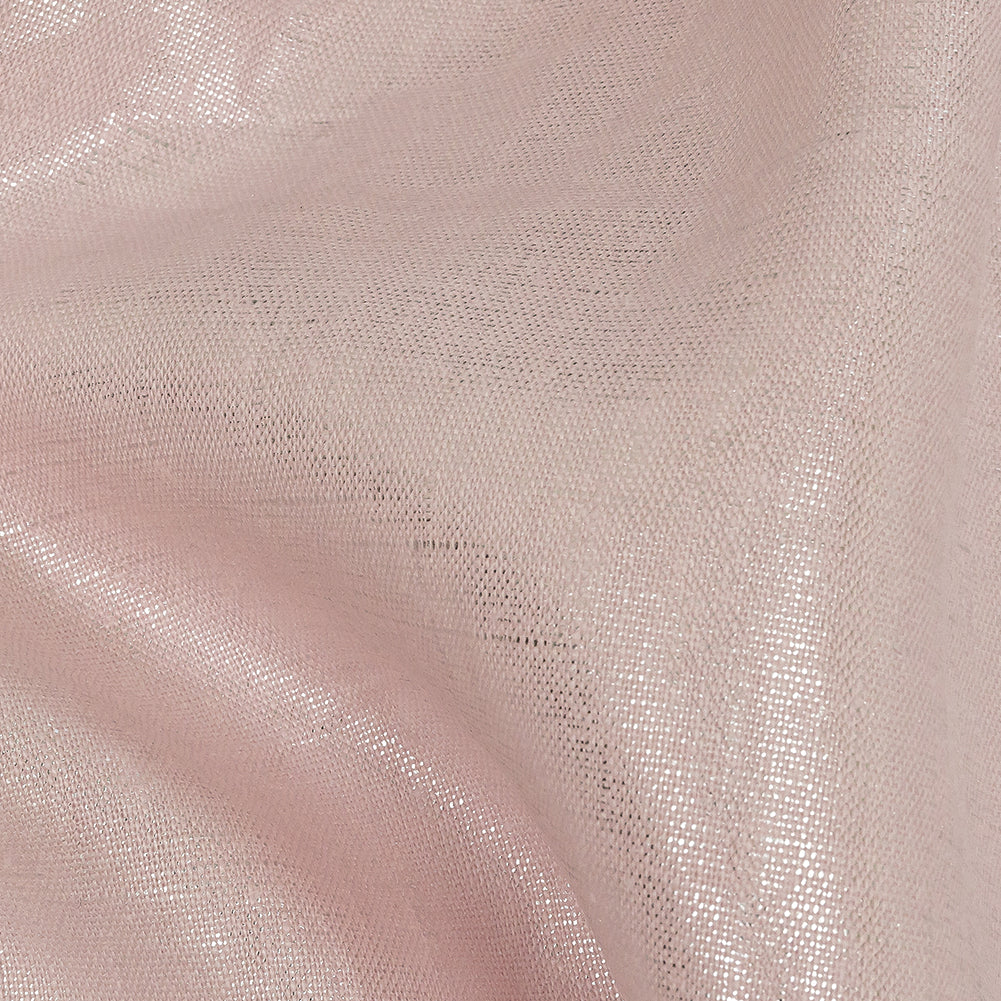 Medium Weight Linen Woven with Metallic Foiling - Light Pink and Silver - Bianca Collection Full