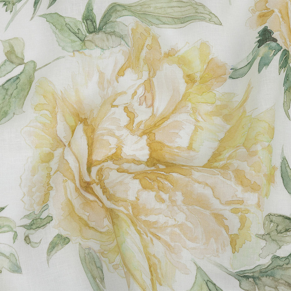 Maize Mums Printed Linen Woven