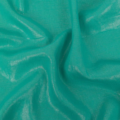 Medium Weight Linen Woven with Metallic Foiling - Mega Marine and Silver - Bianca Collection