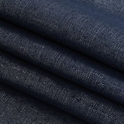 Medium Weight Linen Woven with Metallic Foiling - Galactica Blue and Silver - Bianca Collection Folded