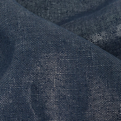 Medium Weight Linen Woven with Metallic Foiling - Galactica Blue and Silver - Bianca Collection Detail