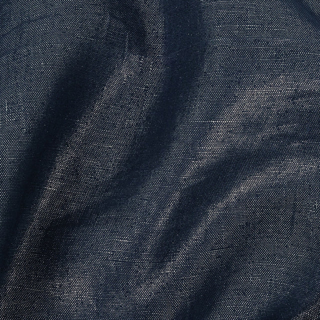 Medium Weight Linen Woven with Metallic Foiling - Galactica Blue and Silver - Bianca Collection