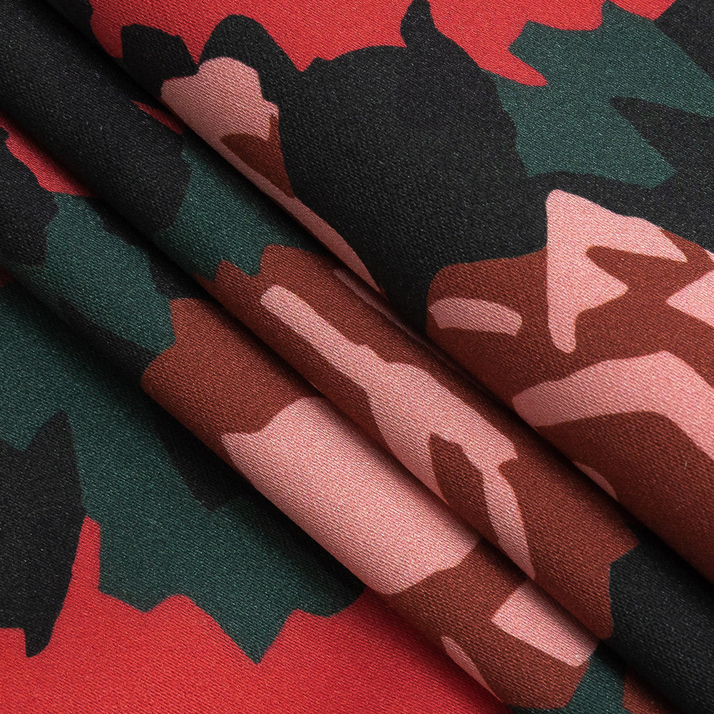 Mood Exclusive Red and Jungle Green Floral Incognito Stretch Cotton Sateen Folded
