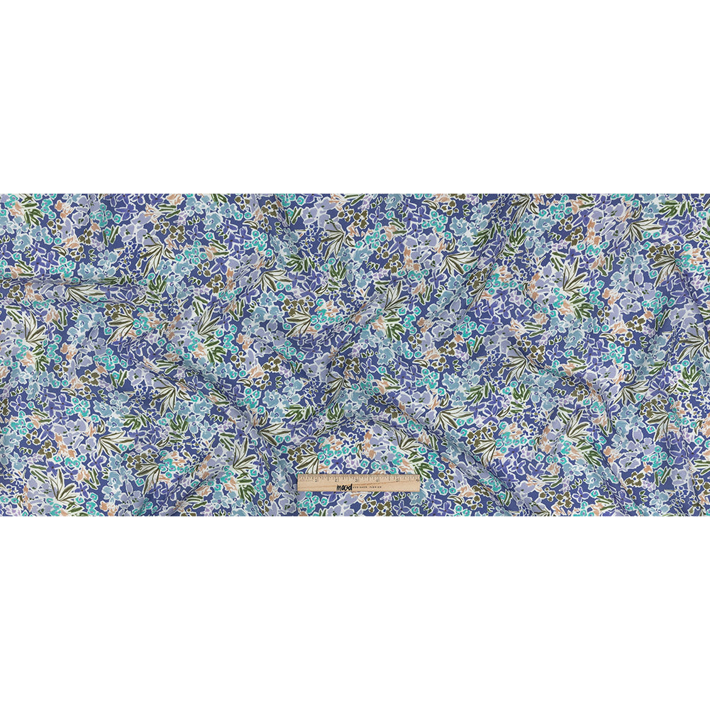 Viscose and Linen Twill Print - Blue Violet Floral - Mood Exclusive Primrose Pleasure Folded