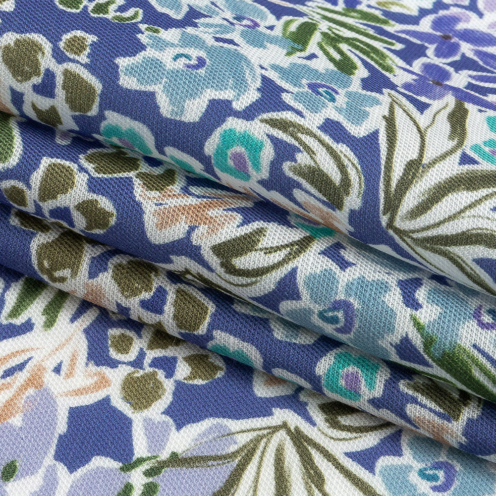 Viscose and Linen Twill Print - Blue Violet Floral - Mood Exclusive Primrose Pleasure Detail