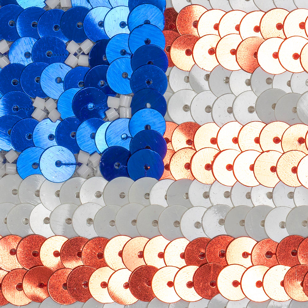 Vintage Small American Flag Beaded and Sequins Applique Detail
