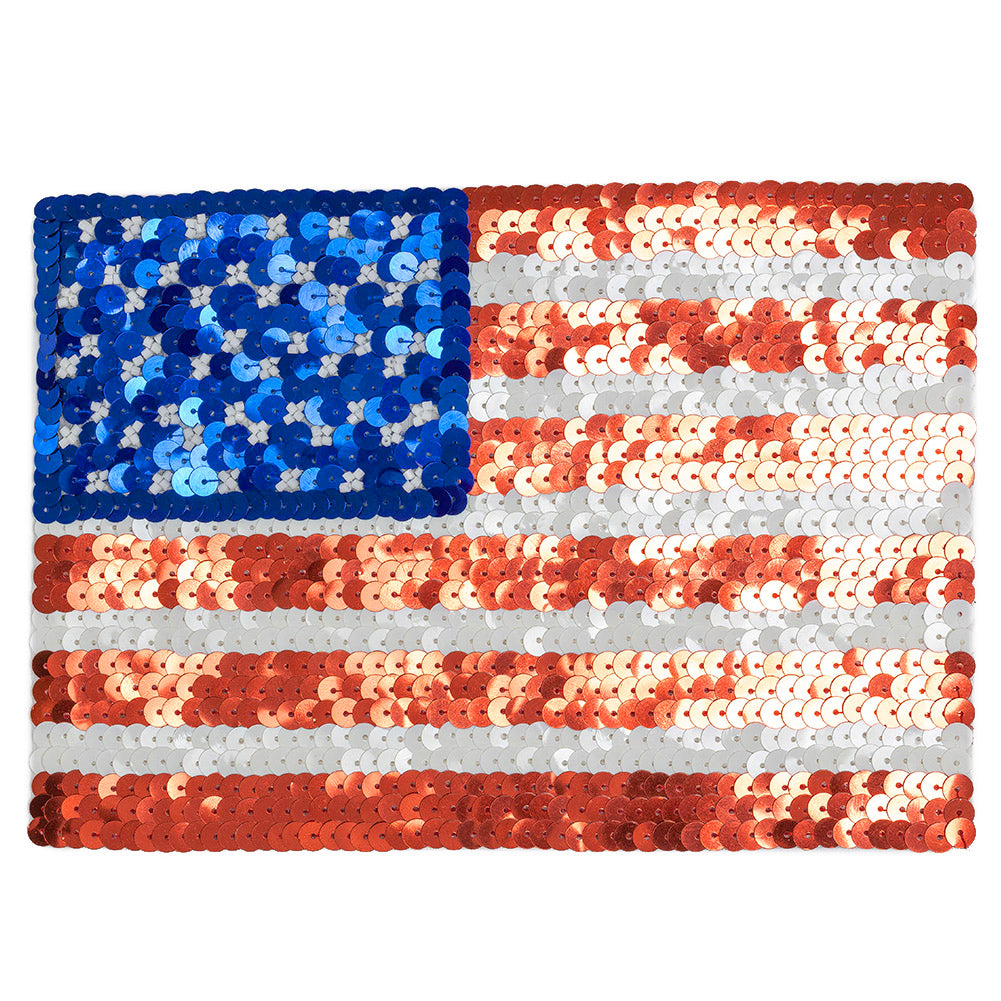 Vintage Large American Flag Beaded and Sequins Applique