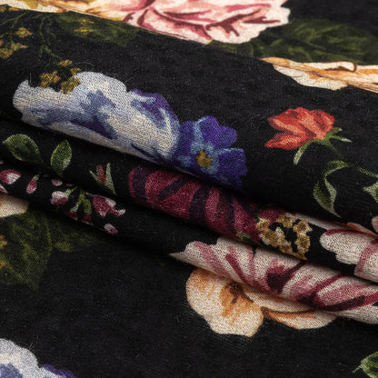 Mood Exclusive Black Floriferous Fantasy Spotted Viscose Jacquard Folded