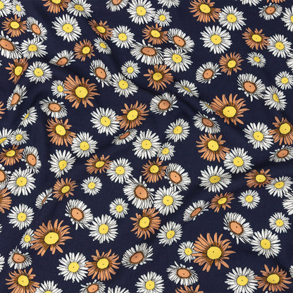 Rayon Batiste Print - Navy Floral - Mood Exclusive Navy Lazy Daisy Days