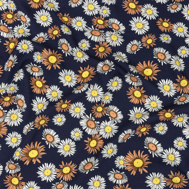 Rayon Batiste Print - Navy Floral - Mood Exclusive Navy Lazy Daisy Days