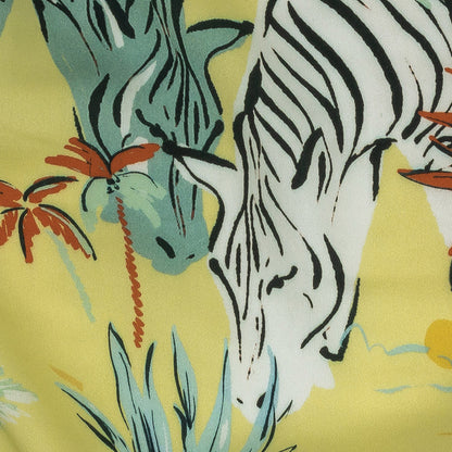 Rayon Batiste Print - Mellow Yellow, Sage and Orange Zebras and Birds - Mood Exclusive Mellow Yellow Birds of Play Detail