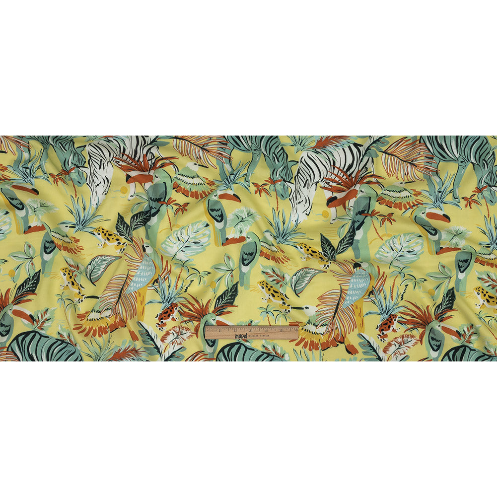 Rayon Batiste Print - Mellow Yellow, Sage and Orange Zebras and Birds - Mood Exclusive Mellow Yellow Birds of Play Full