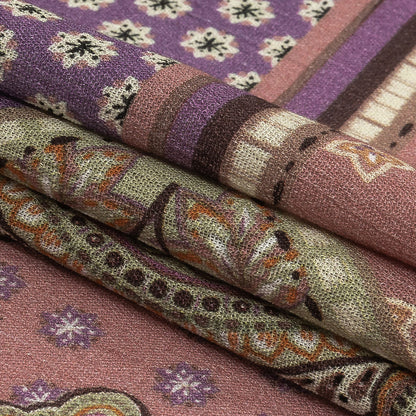 Gauzy Wrinkled Rayon Woven Print - Soft Green Paisley Patchwork - Mood Exclusive Divine Diamonds Detail