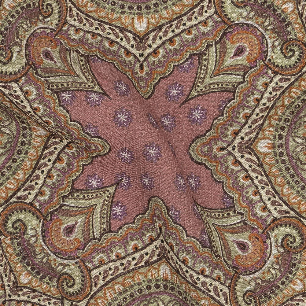 Gauzy Wrinkled Rayon Woven Print - Soft Green Paisley Patchwork - Mood Exclusive Divine Diamonds Full