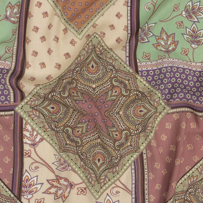 Gauzy Wrinkled Rayon Woven Print - Soft Green Paisley Patchwork - Mood Exclusive Divine Diamonds