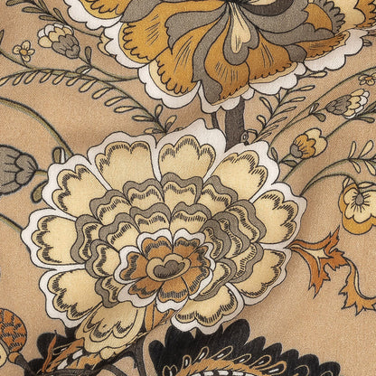 Gauzy Wrinkled Rayon Woven Print - Ochre Floral and Geometric - Mood Exclusive Divine Diamonds Full
