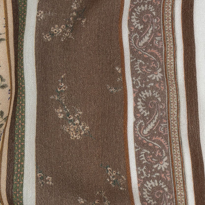 Gauzy Wrinkled Rayon Woven Print - Light Brown and Beige Floral Stripes - Mood Exclusive Encased Reveries Full