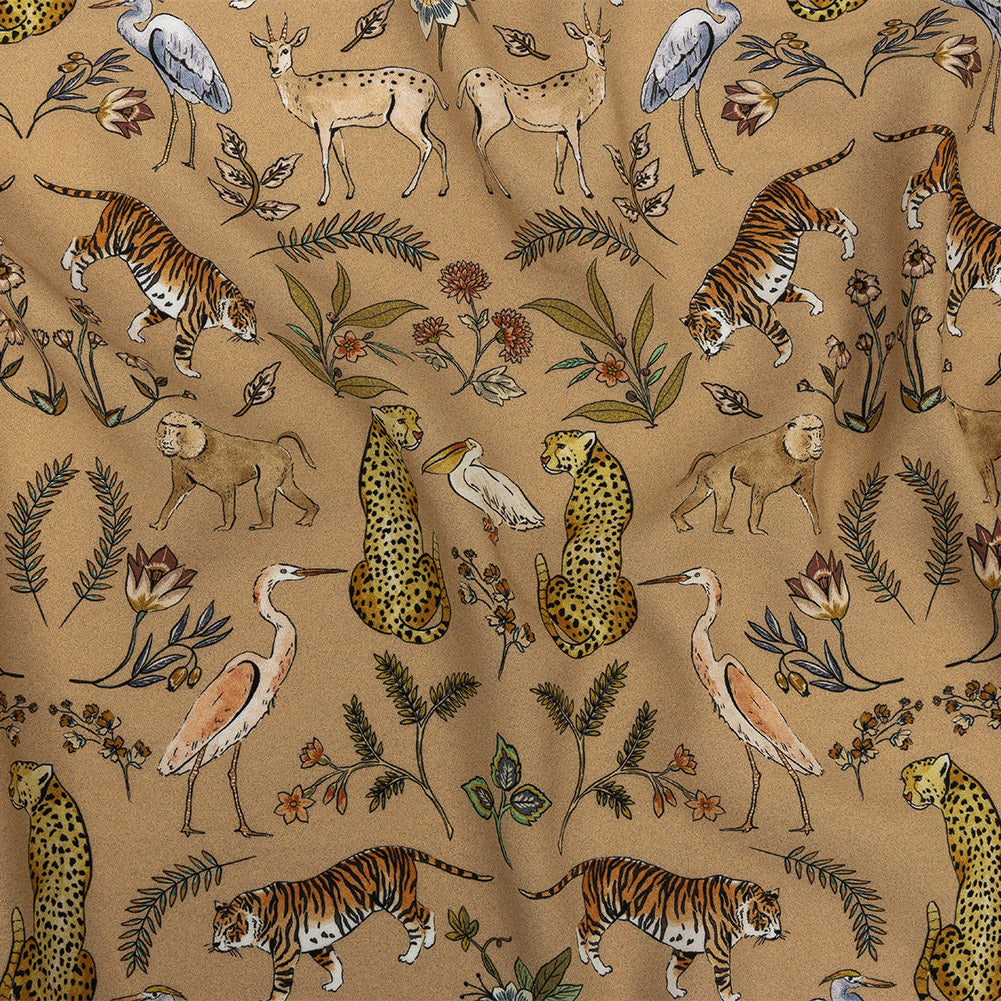 Viscose Twill Print - Beige Animals and Flowers - Mood Exclusive Wild Thing