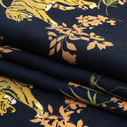 Viscose Twill Print - Navy Exotic Animals and Flowers - Mood Exclusive Marvelous Menagerie Folded