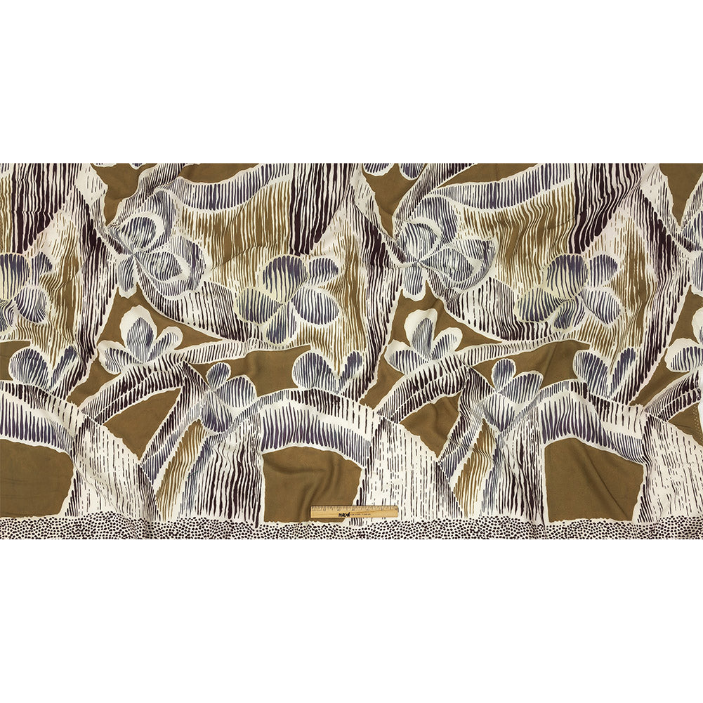 Viscose Twill Panel - Navy and Olive Abstracted Floral - Mood Exclusive Texture Transverse Full