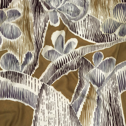 Viscose Twill Panel - Navy and Olive Abstracted Floral - Mood Exclusive Texture Transverse