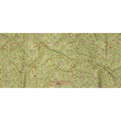 Viscose Twill Print - Light Green and Orange Paisley Floral - Mood Exclusive Paisley Daze Full