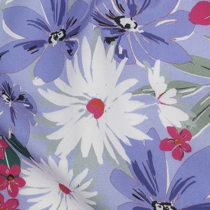 Cotton Poplin Print - Periwinkle, Pink and White Floral - Mood Exclusive April Shower Encore Detail