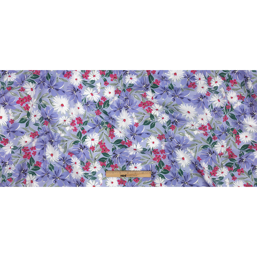 Cotton Poplin Print - Periwinkle, Pink and White Floral - Mood Exclusive April Shower Encore Full