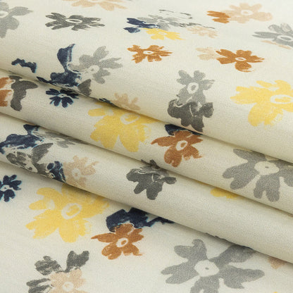 Cotton Poplin Print - Yellow and Blue Gray Floral - Mood Exclusive Petal Impressions Folded
