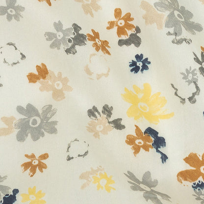 Cotton Poplin Print - Yellow and Blue Gray Floral - Mood Exclusive Petal Impressions Detail