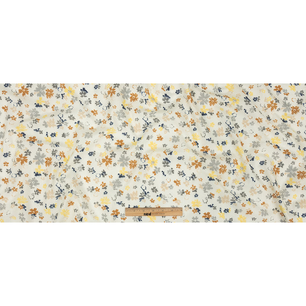 Cotton Poplin Print - Yellow and Blue Gray Floral - Mood Exclusive Petal Impressions Full