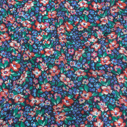 Cotton Poplin Print - Navy and Red Floral - Mood Exclusive Blooming Heat