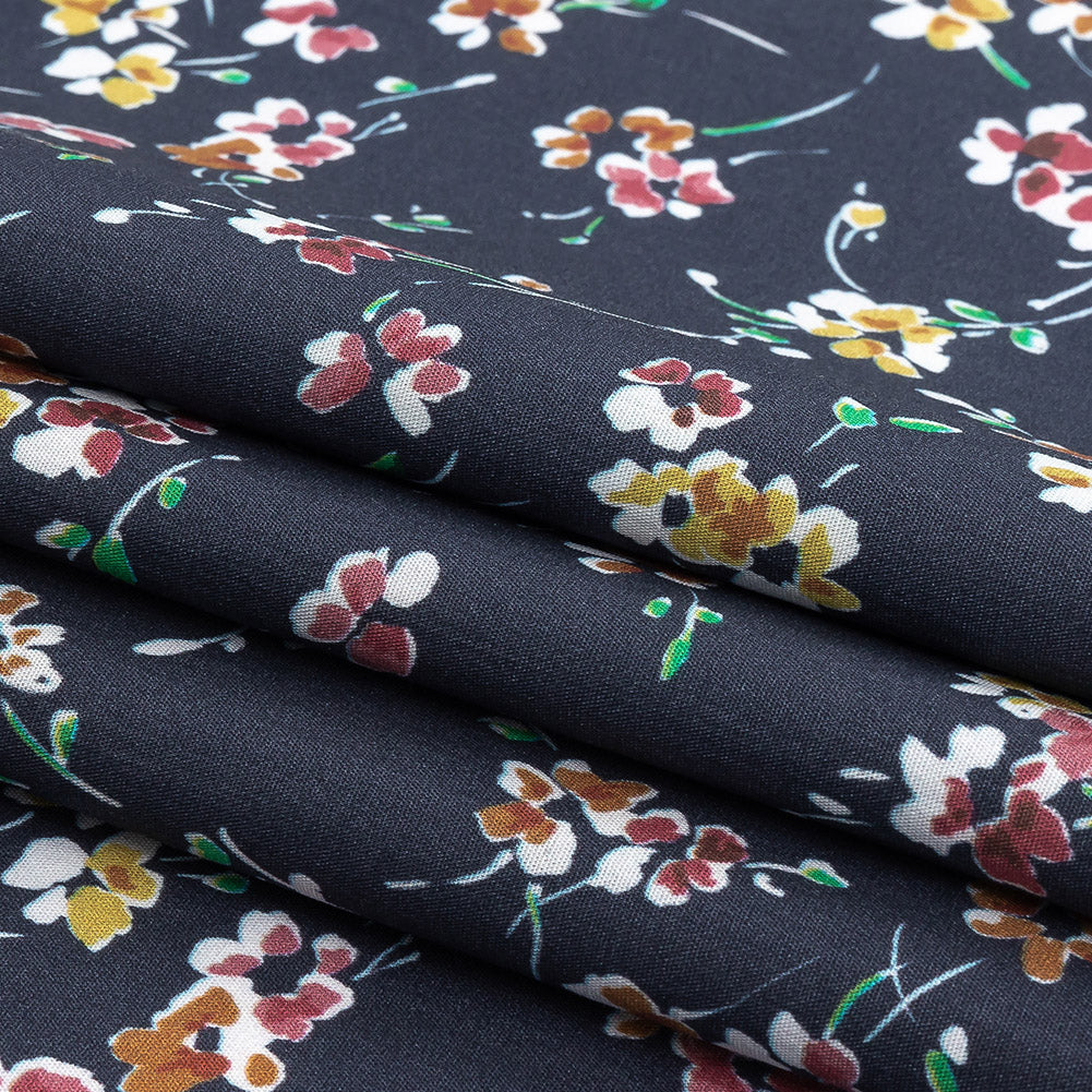 Cotton Poplin Print - Navy Floral - Mood Exclusive Dear Ditsy Folded