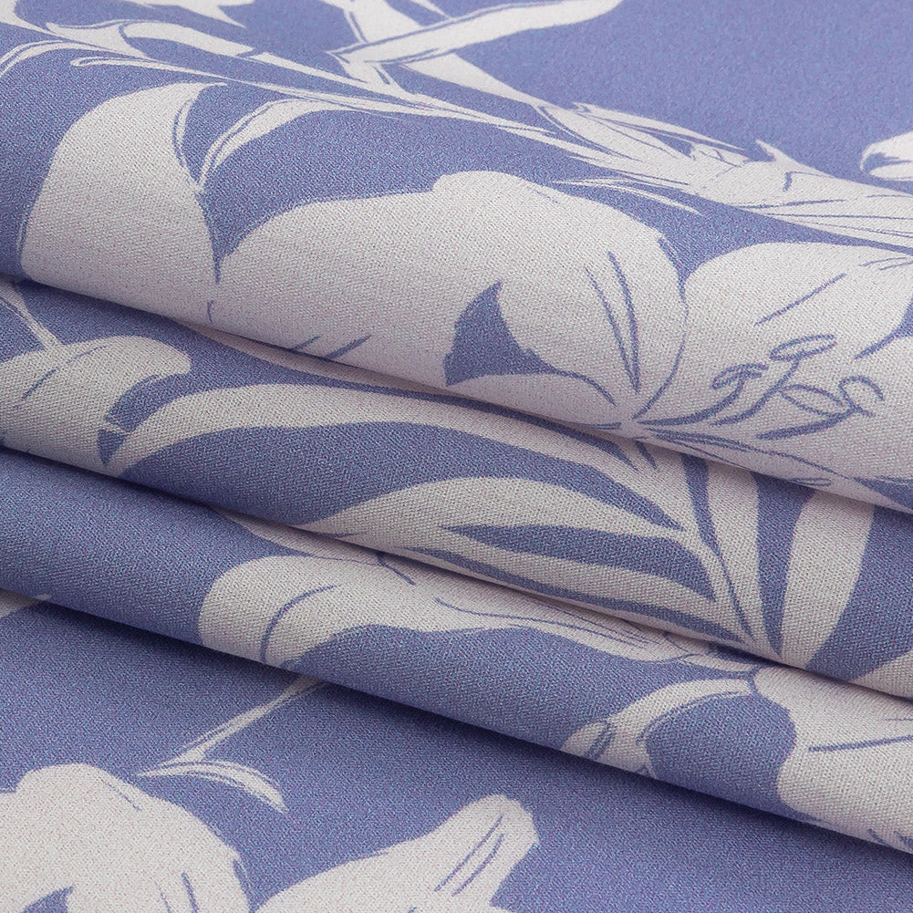 Cotton Poplin Print - Lilac and White Floral - Mood Exclusive Daylily Haze Folded