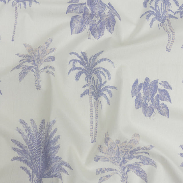 Cotton Poplin Print - Periwinkle and White Palm Trees - Mood Exclusive Sylvan Sanctuaries