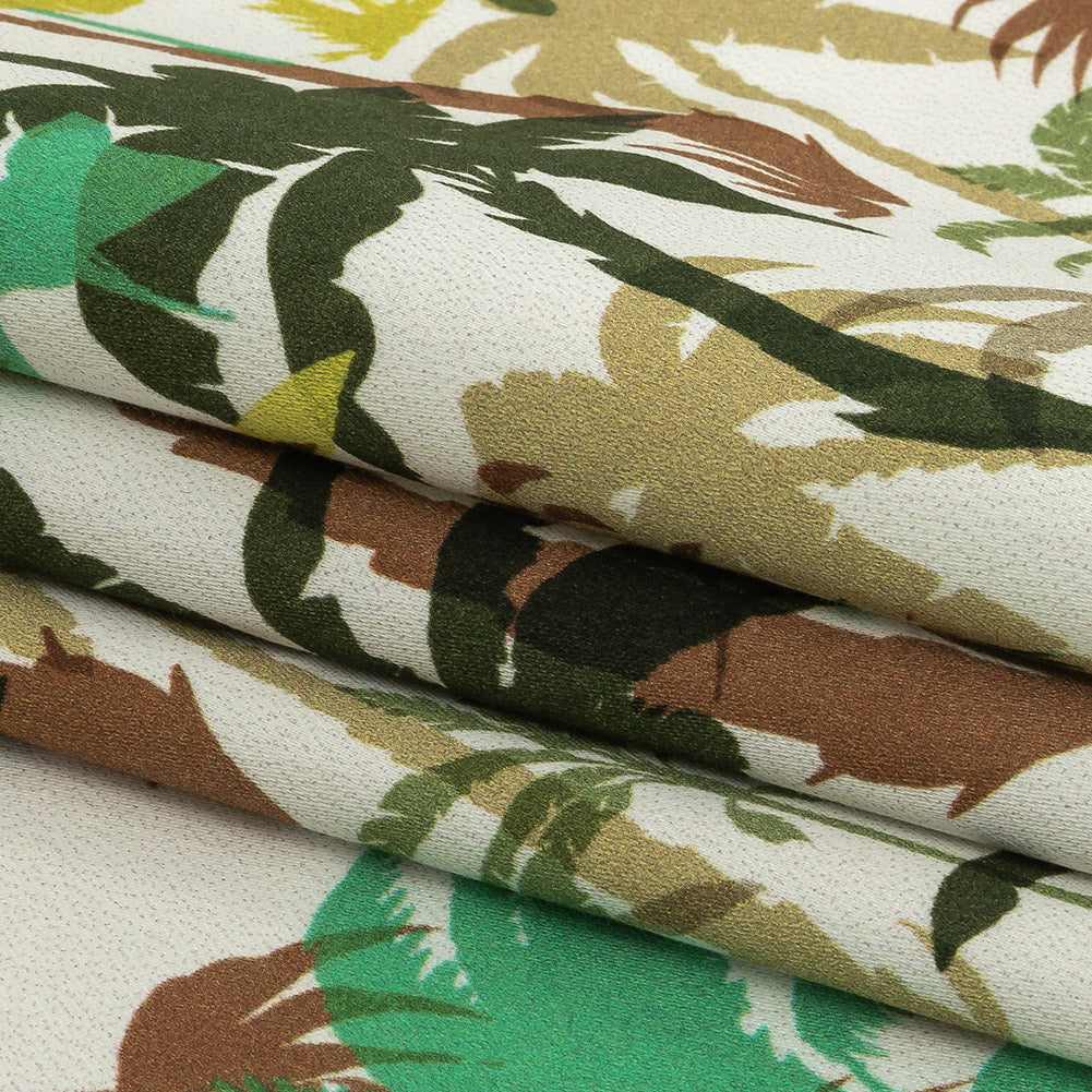 Mood Exclusive White Paradise Palms Stretch Cotton Sateen Folded
