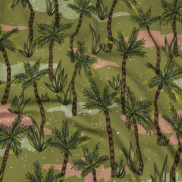 Mood Exclusive Olive Island Oasis Stretch Cotton Sateen