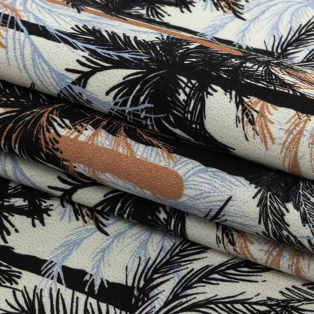 Mood Exclusive White Moonlit Palms Stretch Cotton Sateen Folded