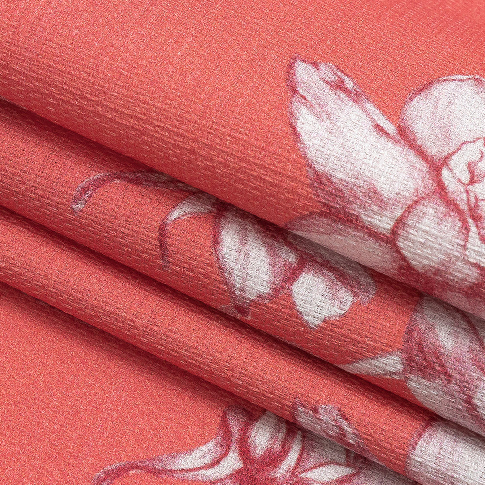 Mood Exclusive Coral Breath of Narcissus Stretch Cotton Woven Folded