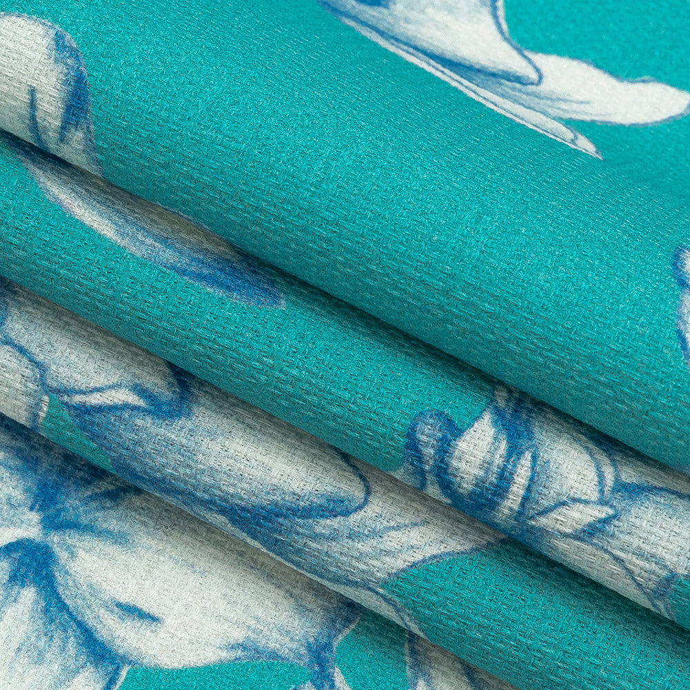 Mood Exclusive Turquoise Breath of Narcissus Stretch Cotton Woven Folded