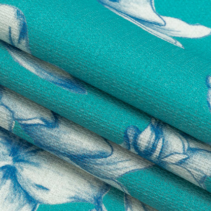 Mood Exclusive Turquoise Breath of Narcissus Stretch Cotton Woven Folded