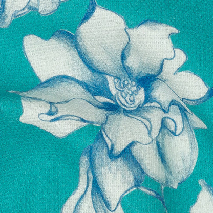 Mood Exclusive Turquoise Breath of Narcissus Stretch Cotton Woven Detail