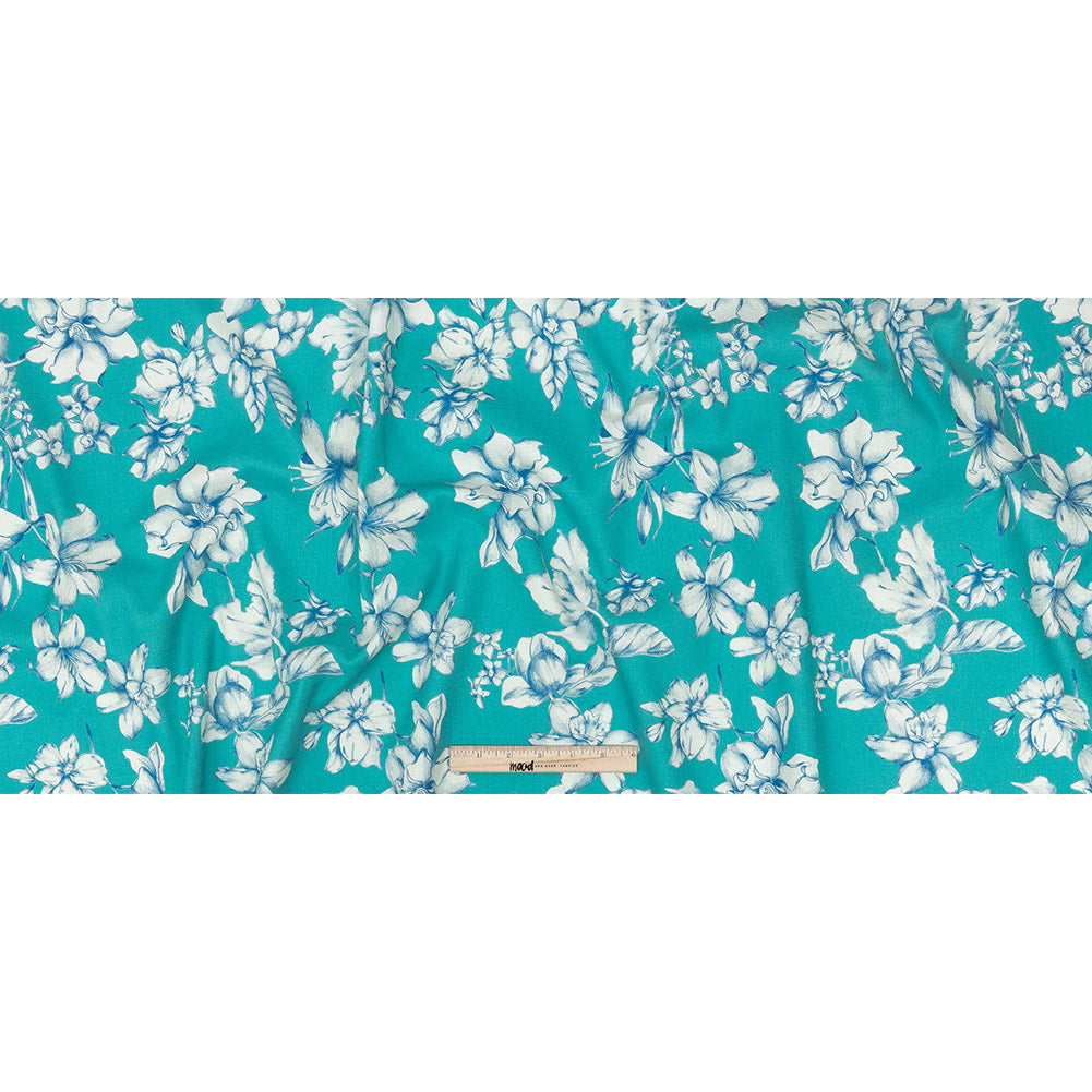 Mood Exclusive Turquoise Breath of Narcissus Stretch Cotton Woven Full