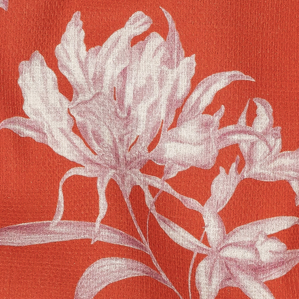 Mood Exclusive Hot Coral Camellia Mirage Stretch Cotton Woven Detail