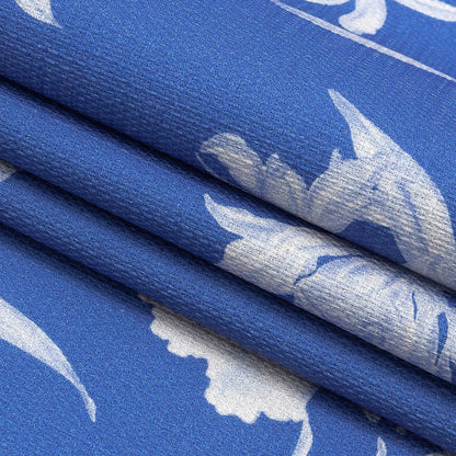Mood Exclusive Cobalt Blue Camellia Mirage Stretch Cotton Woven Folded